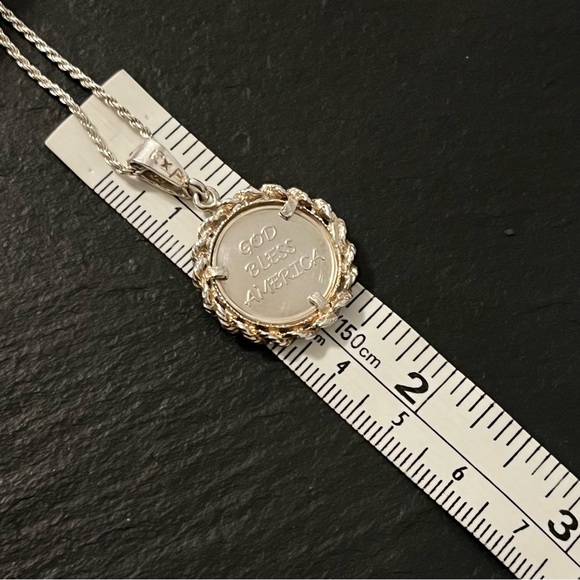 Sterling Silver God Bless America Flag Coin Pendant - Picture 13 of 16
